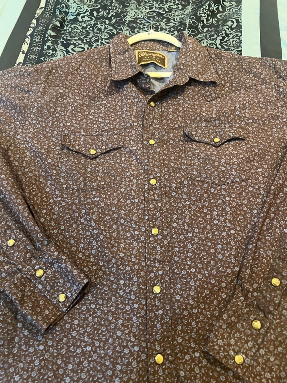 Wrangler RETRO Brown Floral-Print Long-Sleeve Button-Down Shirt - Picture 7 of 7